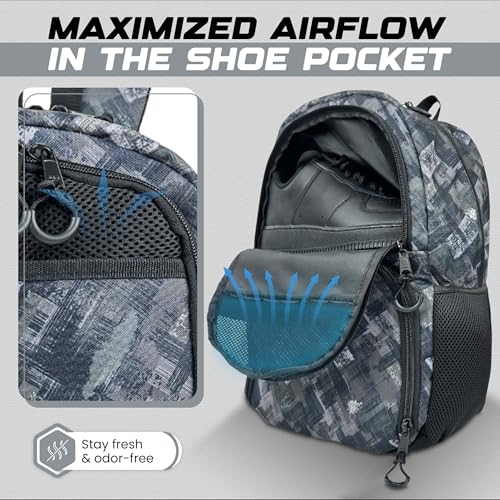 Soccer & Basketball Sports Bag with Ball Pump - Basketball Backpack with Separate Ball & Shoes Holder Compartment, Soccer Basketball Football & Volleyball Bag with Large Capacity - color: Grey, style: With Ball Pump