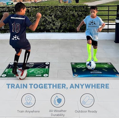 SkillZone Soccer Training Mat with Soccer Ball – Dribbling & Footwork Trainer | Indoor/Outdoor Soccer Training Kit with Interactive Video Hub, Grip Socks & Carry Bag | Control & Agility Practice - color: Flash Pink - Match Kit
