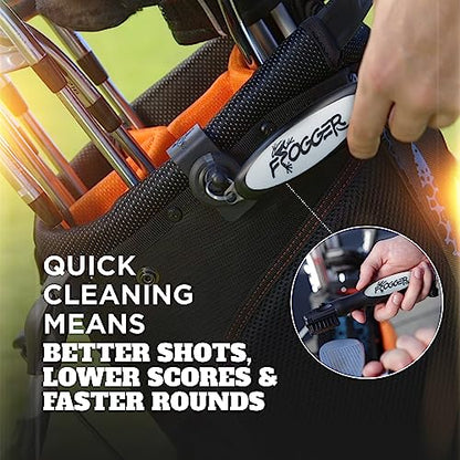 Frogger BrushPro Latch-It Golf Club Cleaner, Ergonomic Grip and Latch-it Magnet - Professional Golf Club Brush and Groove Cleaner for Golfers - color: Gray