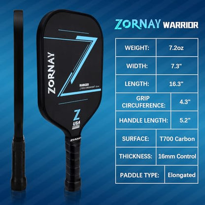 T700 Pickleball Paddles,16mm Pickleball Paddles, USAPA Approved Carbon Lightweight Pickle Ball Rackets, Wider Pickle Ball Racket Gift for Beginners, Men, Women - color: Black-2