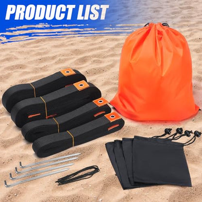 TOBWOLF Beach Volleyball Lines for Sand, Heavy Duty Volleyball Court Lines for Sand Beach Grass Backyard, 26.3' x 52.6' Portable Volleyball Boundary Lines with Metal Anchors & Sandbags