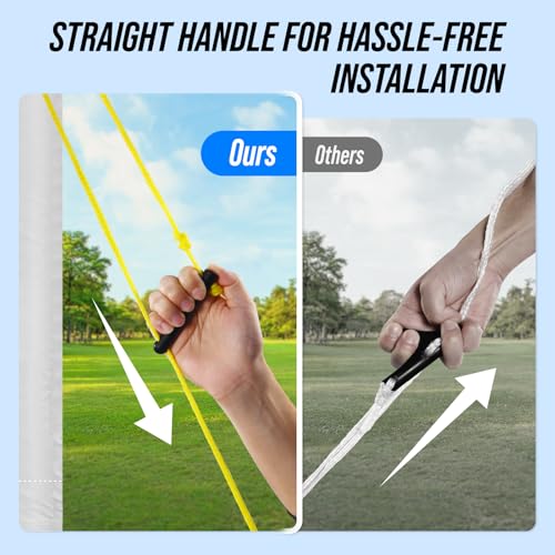 Outdoor Volleyball Net Set for Backyard & Beach, 32FT Regulation Size, Easy Setup Adjustable Height Poles, Portable Net System with PU Volleyball, Pump & Carry Bag