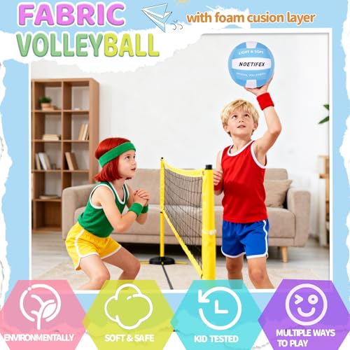 Soft Volleyball-Super Soft Fabric Light Volleyball for Indoor Practice Safe and Quiet Kids Youth Beginners House Yard Training Practice Games(Deflated) - color: Blue,white