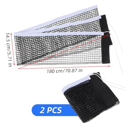 2Pcs PingPong Net Nylon Pingpong Net Table Tennis Nets Replacement for Indoor Outdoor School Gym Black Table Tennis Nets Replacement (70.8" x 5.9")