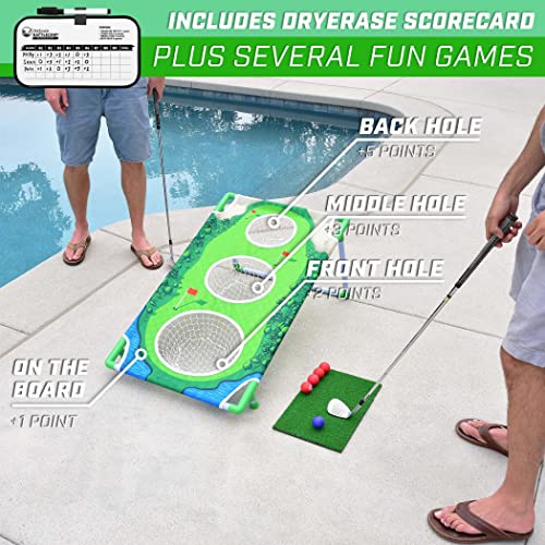 GoSports BattleChip Backyard Golf Cornhole Games – Includes Targets, Chipping Mats, Foam Golf Balls, Scorecard and Carry Case - style: BattleChip Match