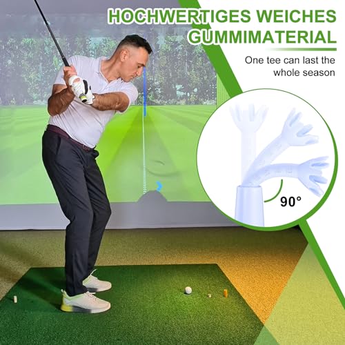 JellyArch 6 Pieces Adjustable Golf Tees Set for Driving Range Mats Simulator 2.1-2.9 Inches Height Range Tees Rubber Plastic Unbreakable Golf Accessories for Indoor Outdoors, White