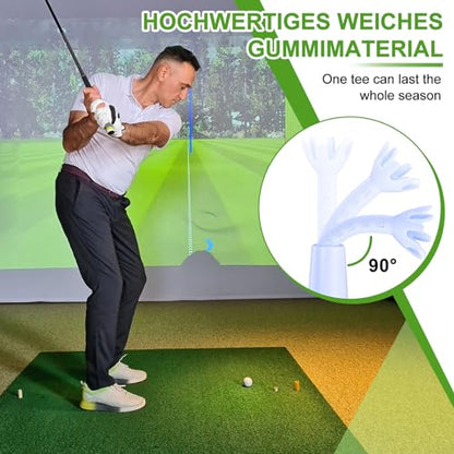JellyArch 6 Pieces Adjustable Golf Tees Set for Driving Range Mats Simulator 2.1-2.9 Inches Height Range Tees Rubber Plastic Unbreakable Golf Accessories for Indoor Outdoors, White