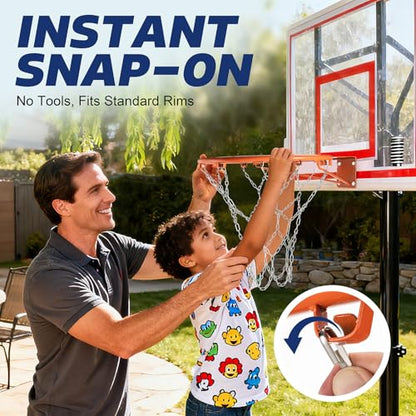 Chain Basketball Net Replacement - 21" Heavy Duty Rust Proof Galvanized Steel, All-Weather 12 Loops with Locking S-Hooks, Quick Installation for Standard Indoor/Outdoor Hoops