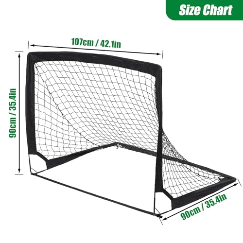1 Pack 4’ x 3’ Portable Soccer Goals for Backyard, Indoor & Outdoor Pop Up Soccer Goals, Black