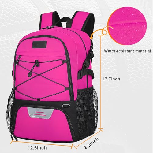 Goloni Soccer Backpack,Basketball Backpack with Ball Compartment & Shoe Compartment,Backpack for Basketball,Soccer - color: Rose