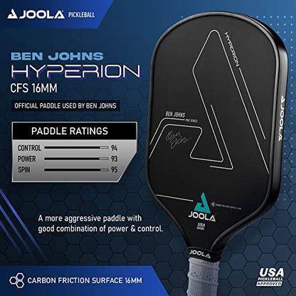 JOOLA Ben Johns Hyperion CFS Pickleball Paddle – Carbon Surface with High Grit & Spin, Elongated Handle, USAPA Approved Ben Johns Paddle - color: Original