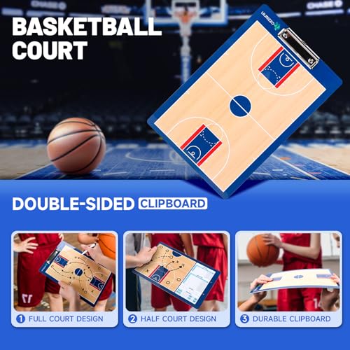 Basketball Dry Erase Coaches Clipboard, Basketball Clipboard for Coaches Double-Sided Basketball White Board for Coaches Writable and Erasable Basketball Dry Erase Board for Coaches Gift - style: Basketball