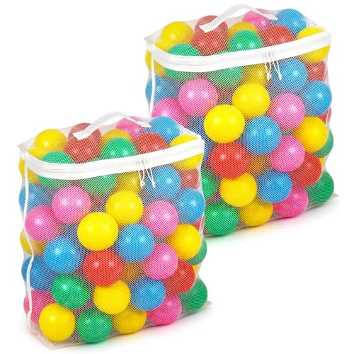 Molain 2 PCS Ball Pit Balls Bag, Mesh Ball Bag for Storage Pool Ball 16.5 x 8.3 x14.6 Inches Durable Nylon Zipper Bag Foldable Organizer for Playpen Home Travel (Only Storages Bag,No Ball)