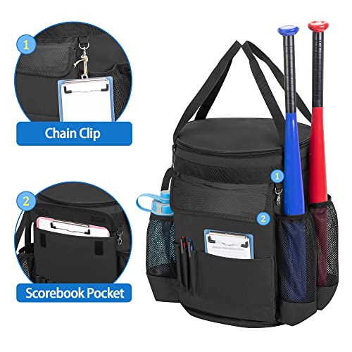 Baseball Bucket Bag for 6 Gallon Bucket, Softball Bucket Cover Organizer with Multi Pocket for Bat, Gloves, Scoreboards and Other Accessories, Bag only