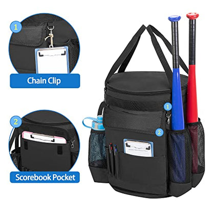 Baseball Bucket Bag for 6 Gallon Bucket, Softball Bucket Cover Organizer with Multi Pocket for Bat, Gloves, Scoreboards and Other Accessories, Bag only