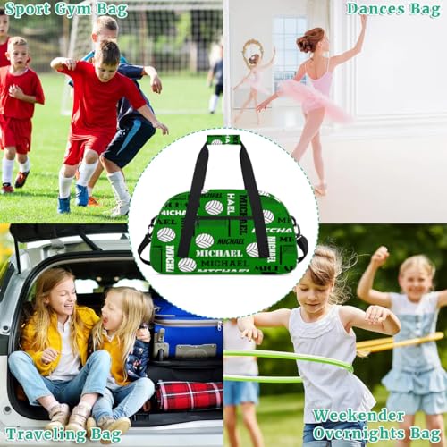 Custom Volleyball Gym Bag Duffel Bag for Women Men, Personalized Name Sport Bag Overnight Bags Customized Travel Weekender Bag, Dark Green - color: Dark Green