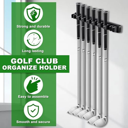Blueweenly 2 Pack Wooden Golf Club Holder Wall Mount 8 Clips Golf Club Rack Hanger Organizer for Wall Display Garage Putters with Screws, Grip up Type (Black)