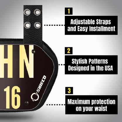 O Shield Golden Cross Chrome Football Back Plate, Lower Back Pads for Football Players, Rear Protector, Cross Series - size: Adult (Weight more than 180 Pounds), style: John 3:16 Black