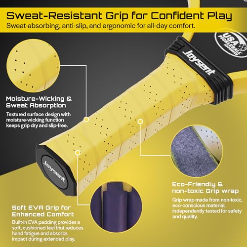 Pickleball Paddles Set, USAPA Approved Carbon Fiber Pickleball Set of 2 with Beginner Pickleball Rackets, Indoor Outdoor Pickle Balls for Adults Men Women, JT-1 - color: Yellow