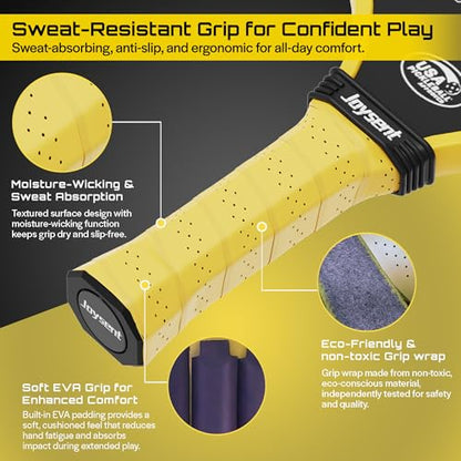 Pickleball Paddles Set, USAPA Approved Carbon Fiber Pickleball Set of 2 with Beginner Pickleball Rackets, Indoor Outdoor Pickle Balls for Adults Men Women, JT-1 - color: Yellow