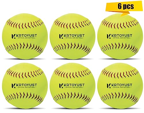 KRTOYUST® Softball Ball,11" & 12" Official Size Softballs Great for Practice Training - Comply with Official Size and Weight Standard - size: 11", style: 6 Softballs