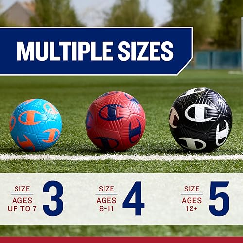 Champion Playmaker Logo Deflated Soccer Ball with Pump, Size 5 Soccer Ball, Durable Panels for Kids, Youth & Adults, Indoor/Outdoor Training Ball with Inflation Hand Pump