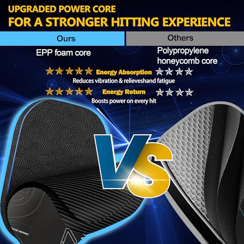 Pickleball Paddle with T700 Raw Carbon Fiber, 16mm Upgraded EPP Foam Core, Torque-Boost Weighting System & Elasticity Enhancement Design