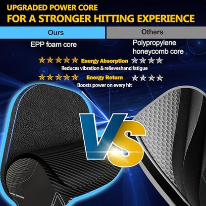 Pickleball Paddle with T700 Raw Carbon Fiber, 16mm Upgraded EPP Foam Core, Torque-Boost Weighting System & Elasticity Enhancement Design