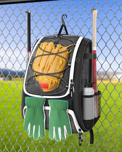 BROTOU Baseball Bag, Softball Bag for Baseballgear & T-Ball Bat, Baseball Backpack with Shoes Compartment for Men/Women - color: Grey