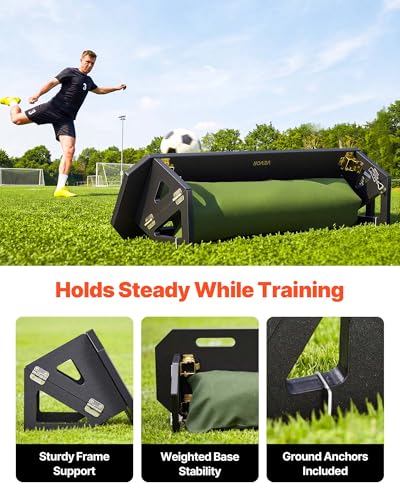 VEVOR Upgrade 3-Angles Soccer Rebounder Board, 40 x 12 in Portable Soccer Rebound Wall, HDPE Sports Kick Back Trainer, Soccer Training Equipment for Passing & Reaction Skills