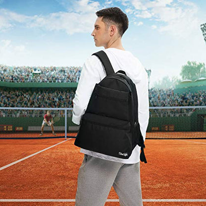 Tennis Bag Professional Tennis Backpack for Men and Women Racket Bags Holds 2 Rackets with Ventilated Shoe Compartment - color: Black