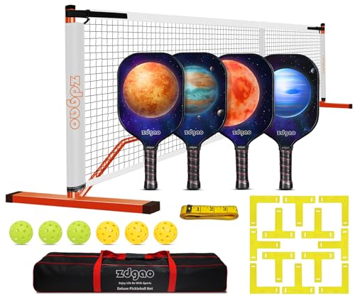 Portable Pickleball Net Set, 22FT Regularion Size Pickle Ball Net with Paddles Set, Outdoor Pickleballs and Carry Bag, Easy Setup for Indoor, Outdoor, Driveway - color: Orange, style: Pickleball Net and Paddles