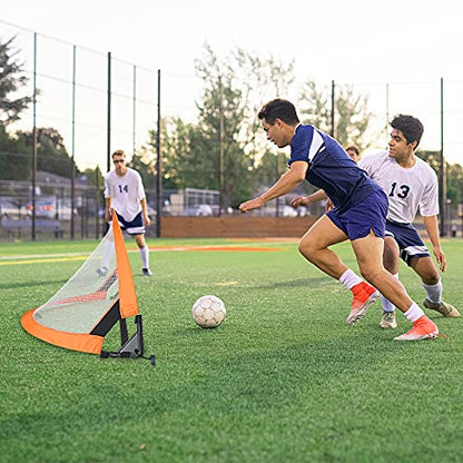 Win SPORTS Foldable Pop Up Soccer Goal Pro 2 Portable Soccer Nets with Carrying Case and Training Cones,Practice in Backyard,School,Kids and Adults,Choose from 2.5', 4' Sizes