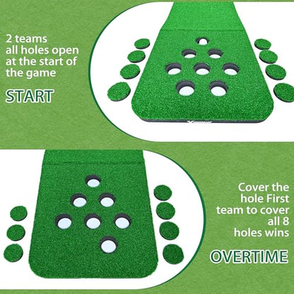 Golf Putting Mat for Indoor & Outdoor Practice, Portable Artificial Putting Green Set with 2 Putters, 2 Golf Balls, 16 Hole Covers & Carry Bag for Home, Office & Backyard Training