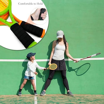 Kids Tennis Racket for Baby,Child and Kids Age 3~15,Toddler Tennis Racket Set Including 4 Shuttlecocks,2 Tennis Balls,2 Foam Balls and 1 Carrying Bag - color: Orange&Green