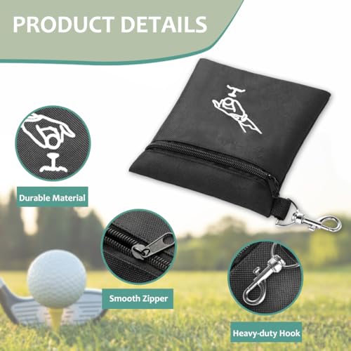 TOGETRUE Golf Tee Pouch, Sporty Golf Tee Bag Holder with Clip, Golf Supplies Accessories, Golf Bag Pouch for Tees, Balls and Divot Tools, 5.5"*6.75