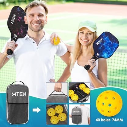 Pickleball Paddles Set of 2 or 4, or Single Paddle – USAPA Approved Fiberglass Surface Pickleball Rackets Set for Men & Women - color: Black&Blue*4