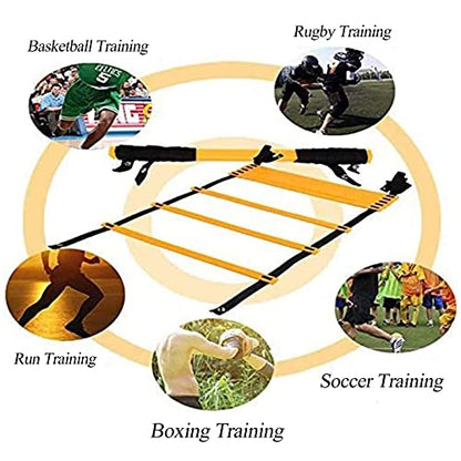 Agility Ladder Raise Speed Agility Training Ladder, Adjustable Agility Ladder, Exercise Equipment, for Football, Track Field, Basketball, Footwork, Workout Drills(Size:5M) - size: 5M
