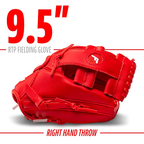 Franklin Sports Kids Baseball Gloves - RTP Youth Teeball Glove + Ball Set - Boys + Girls Teeball Mitt - 9.5" - color: Red