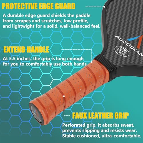 Pickleball Paddle,Pickleball Paddles-3K Raw Carbon Fiber Pickle Ball Paddle Surface with Great Grit & Spin,T700 Pickleball Racket with Excellent Power,Control and Balance,USAPA Approved - color: Black Brown
