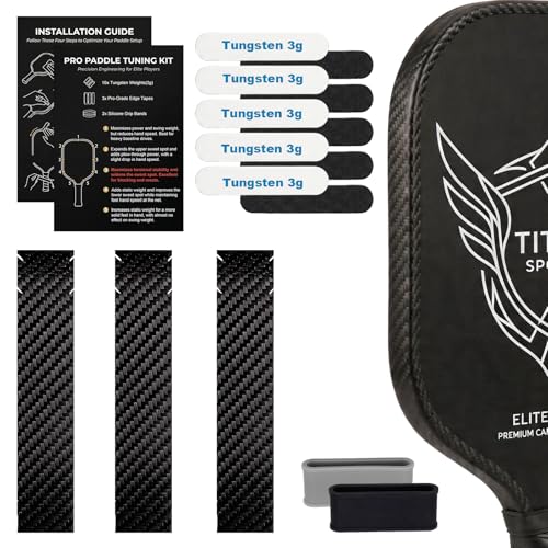 Pro Pickleball Paddle Tuning Kit - Lead-Free Tungsten Weights (30g), Pre-Cut Anti-Wrinkle Edge Guard Tape & Silicone Grip Bands - Swing Weight & Edge Protection Accessory Bundle - color: Black-3K