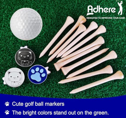 Adhere Golf Ball Markers Personlized Double Side Cute cat Logo Enamel with A Magnetic Hat Clips,A Premium Golf Gifts. - color: O-Cute cat + Paw