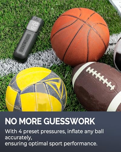 ETENWOLF P200 Electric Ball Pump 2000mAh Sports Air Pump with Digital Pressure Gauge, Fast Inflation & Deflation for Basketball Soccer Volleyball Football