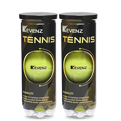 KEVENZ 6-Pack Pressurized Tennis Ball, 2 Cans with Seal Design,Advanced All Courts Balls,Highly Elasticity, More Durable, Good for Beginner Training Ball