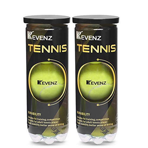 KEVENZ 6-Pack Pressurized Tennis Ball, 2 Cans with Seal Design,Advanced All Courts Balls,Highly Elasticity, More Durable, Good for Beginner Training Ball
