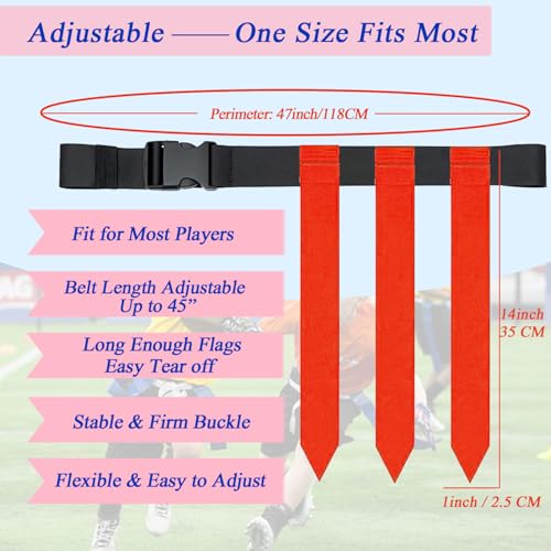 16 Sets Flag Football Belts, Adjustable Flag Football Set, Flag Football Flags Training Set Include Cones - color: 16sets Flag Football Belts With Cones