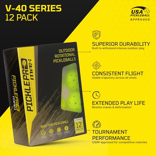 Rotationally Molded Pickleball Balls for Competitive Players – Premium LDPE 40-Hole Soft Feel Design – USAPA Approved, Tournament-Grade, Precise Control & Superior Durability - color: 12 Pack