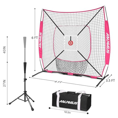 6'X6' Baseball Softball Practice Net,Pitching Net,Batting Net,with Bonus Strike Zone,Target and Bow Frame,for Hitting,Pitching,Catching - size: 6 x 6 FT, style: Strike Zone Version-Purple