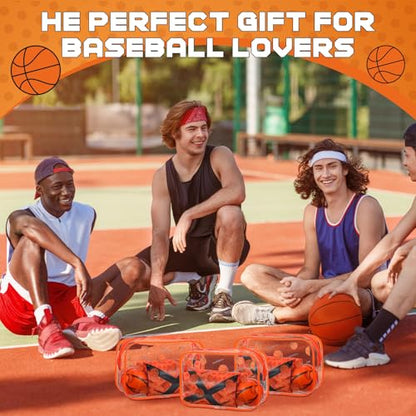 Kacctyen 24 Pcs Basketball Team Gift Bag Bulk for Snacks Sport Goodie Makeup Bag Clear PVC Pouch Organizer with Zipper Waterproof Travel Case for Woman Team Party Favors Birthday Decorations Supplies - style: Basketball
