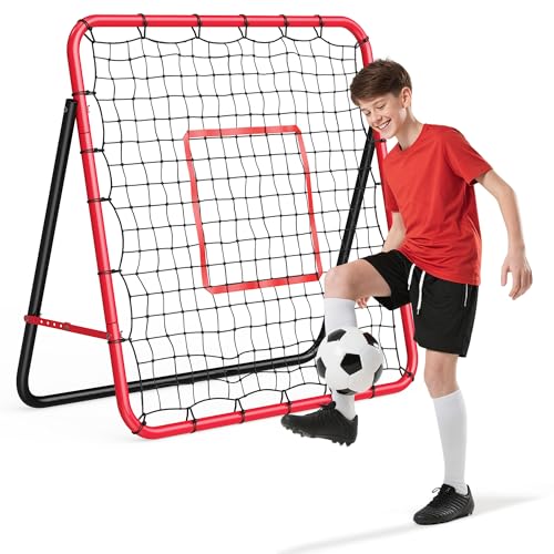 Garvee Soccer Baseball Rebounder Adjustable Soccer Goal and Bounce Back Net with Steel Frame Multi-Sport Training Equipment for Control Passing Practice Easy Setup Teens Adults